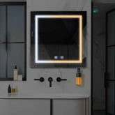 LED Spiegel Quadratisch | Touch-Schalter | Anti-Beschlag-Funktion | Einstellbare Farbtemperatur - Reyze Seria Salono Model 1